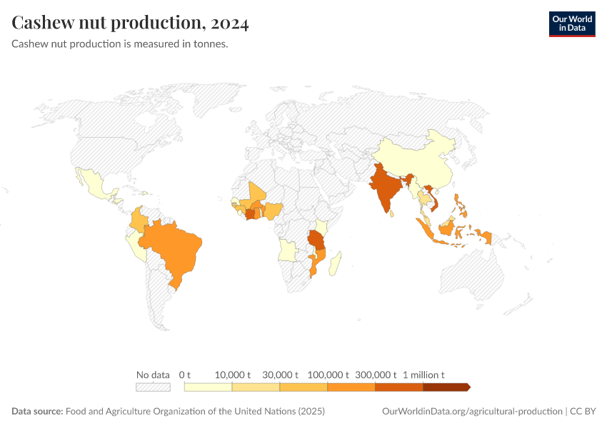 A thumbnail of the "Cashew nut production" chart