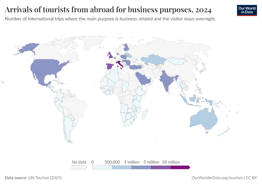 A thumbnail of the "International trips for business and professional reasons" chart