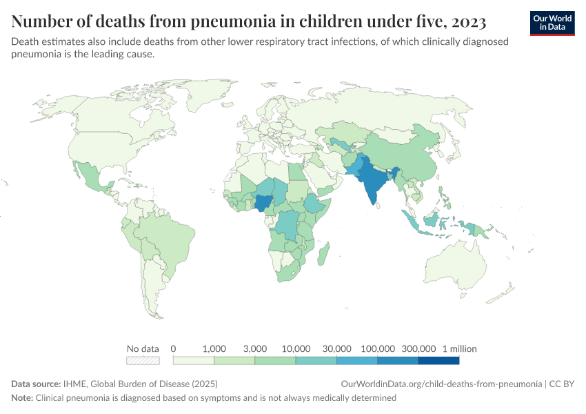A thumbnail of the "Number of deaths from pneumonia in children under five" chart